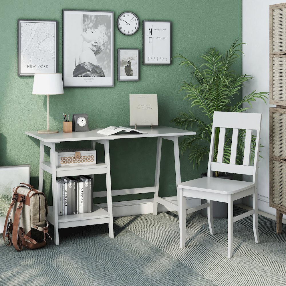 Prenna Wood 2-Piece Writing Desk and Chair Set
