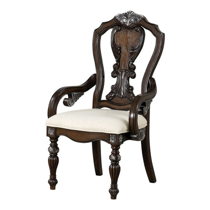 Giselle Dark Brown Upholstered Dining Arm Chair (Set of 2)