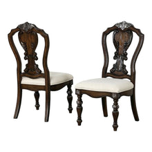 Dark Brown Upholstered Dining Side Chairs with Cushioned Seating, Set of 2