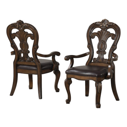 Melina Dark Brown Upholstered Dining Arm Chair (Set of 2)