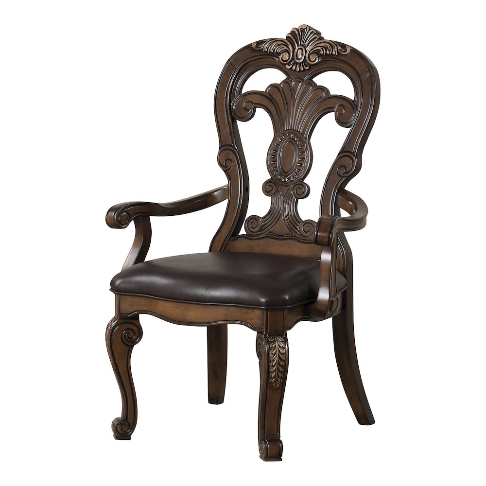 Melina Dark Brown Upholstered Dining Arm Chair (Set of 2)