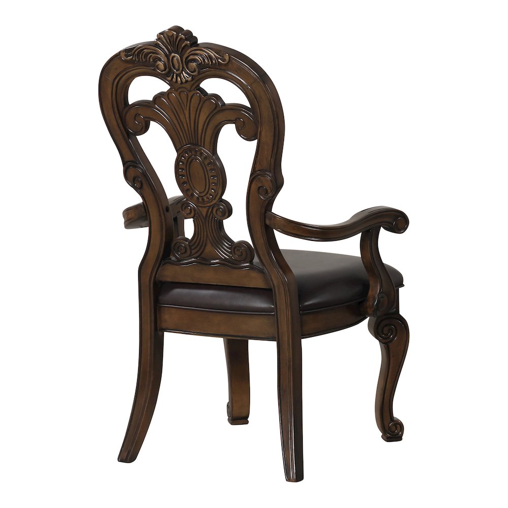 Melina Dark Brown Upholstered Dining Arm Chair (Set of 2)
