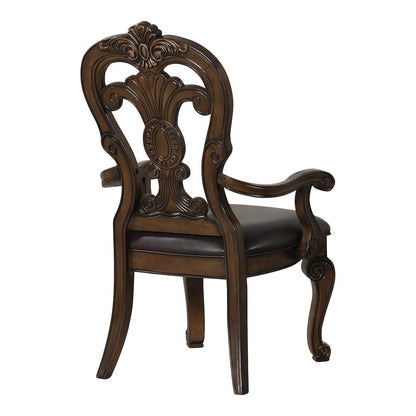Melina Dark Brown Upholstered Dining Arm Chair (Set of 2)