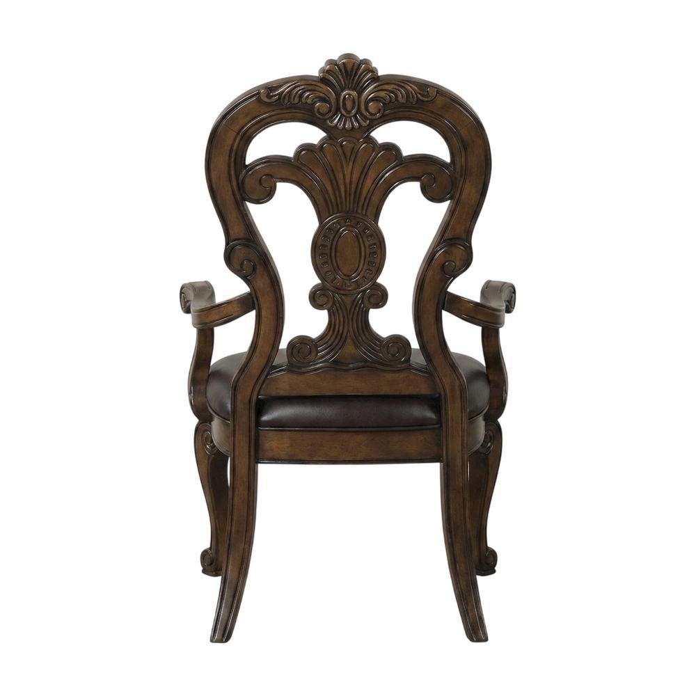 Dark Brown Upholstered Dining Arm Chair Set with Premium Fabric