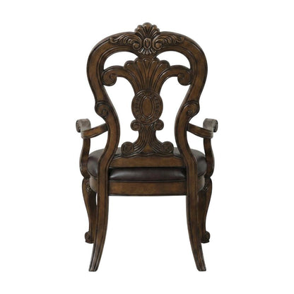 Dark Brown Upholstered Dining Arm Chair Set with Premium Fabric