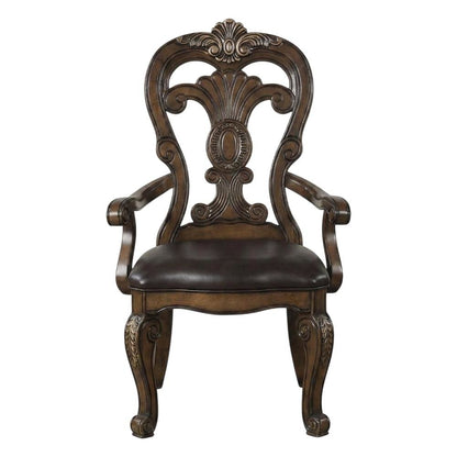 Dark Brown Upholstered Dining Arm Chair Set with Premium Fabric