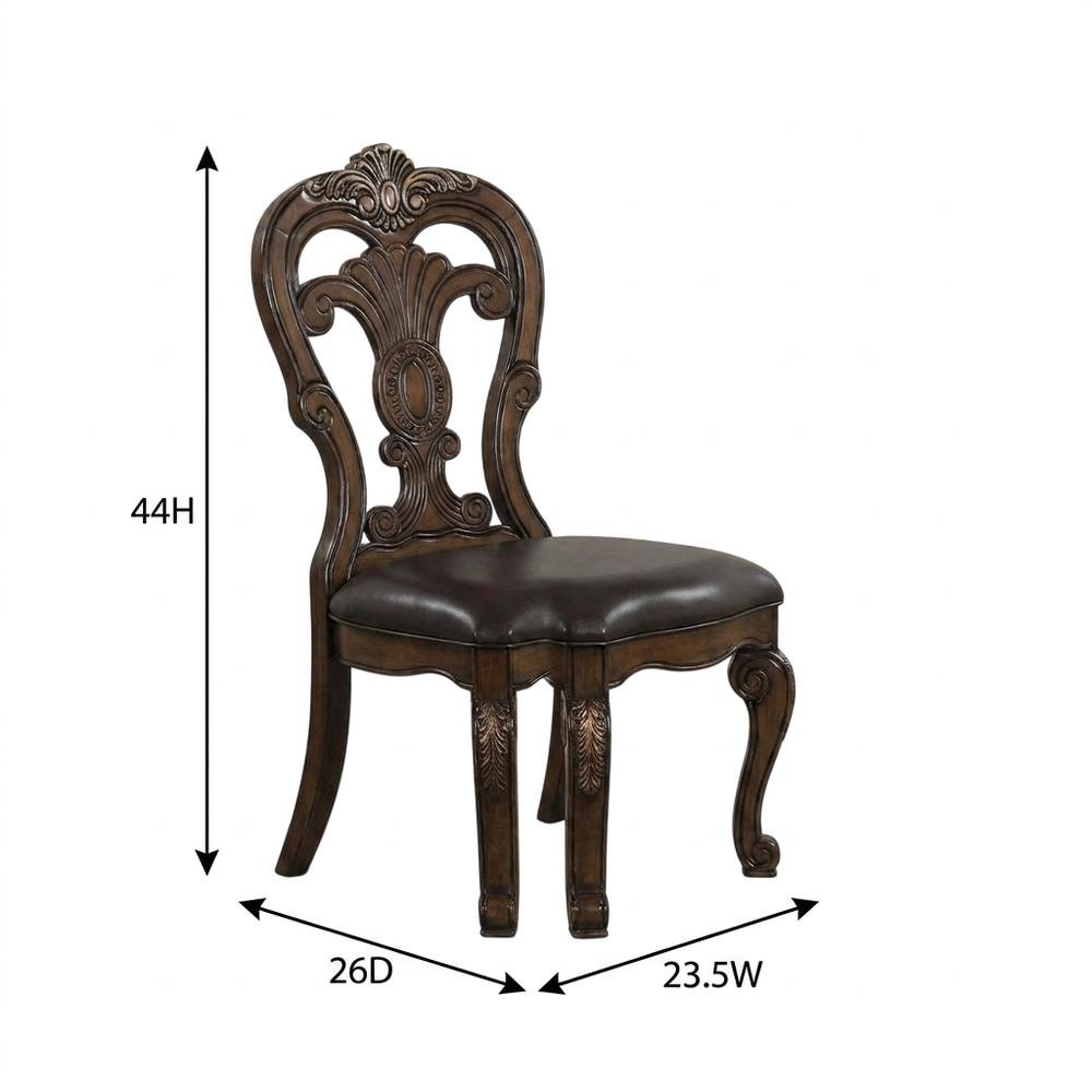 Dark Brown Upholstered Dining Side Chair Set with Cushioned Seat