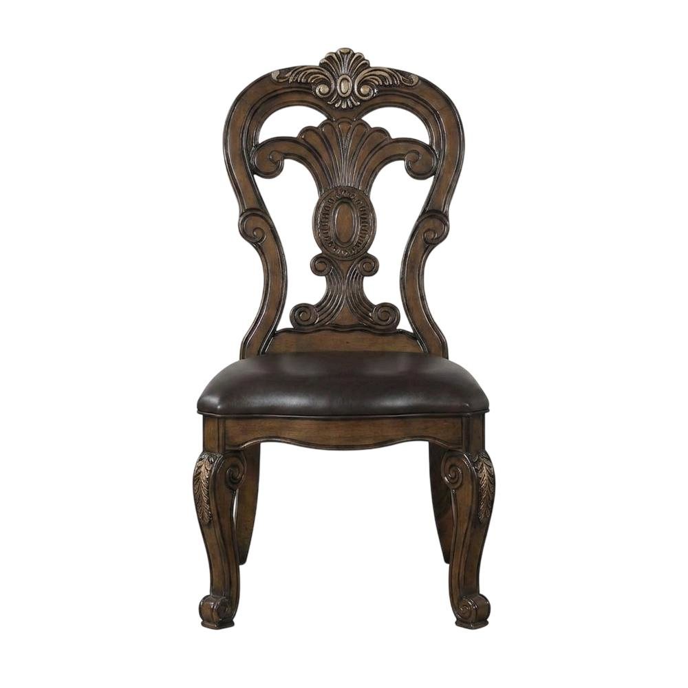 Dark Brown Upholstered Dining Side Chair Set with Cushioned Seat