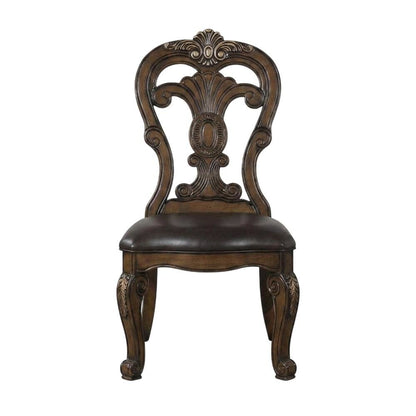 Dark Brown Upholstered Dining Side Chair Set with Cushioned Seat