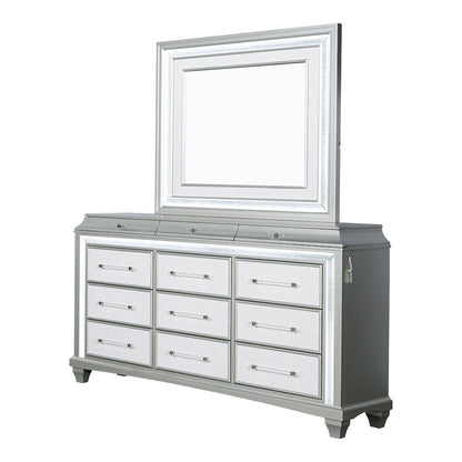 Anson Glam Silver Wood 12-Drawer Dresser with LED