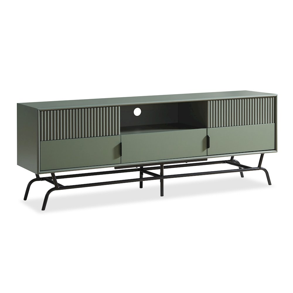 Haft Wood Multi-Storage TV Stand in Sage Green and Black
