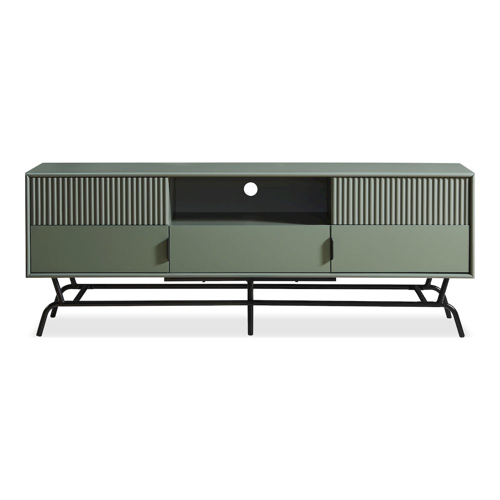 Haft Wood Multi-Storage TV Stand in Sage Green and Black