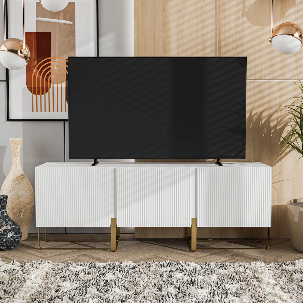 Haft Modern Wood 3-Cabinet TV Stand