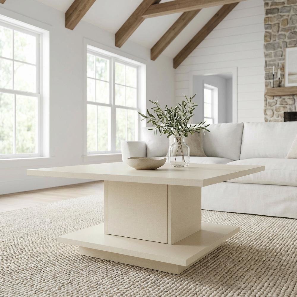 White Wood Coffee Table with MDF and Honeycomb Composite Board Construction