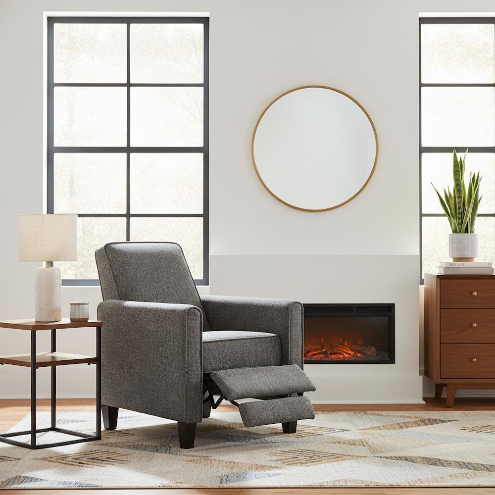 Gray Recliner Chair - Upholstered Sofa Chair with Push Back for Living Room
