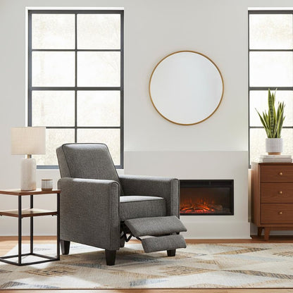 Gray Recliner Chair - Upholstered Sofa Chair with Push Back for Living Room