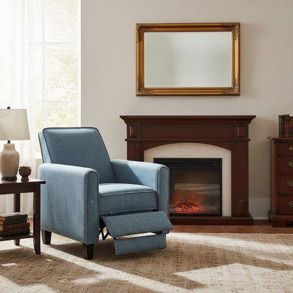 Blue Recliner Chair - Upholstered Sofa Chair with Push Back for Living Room