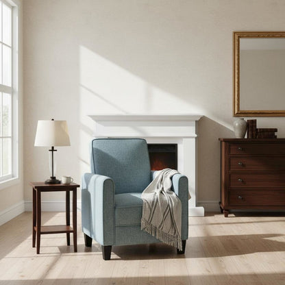 Blue Recliner Chair - Upholstered Sofa Chair with Push Back for Living Room
