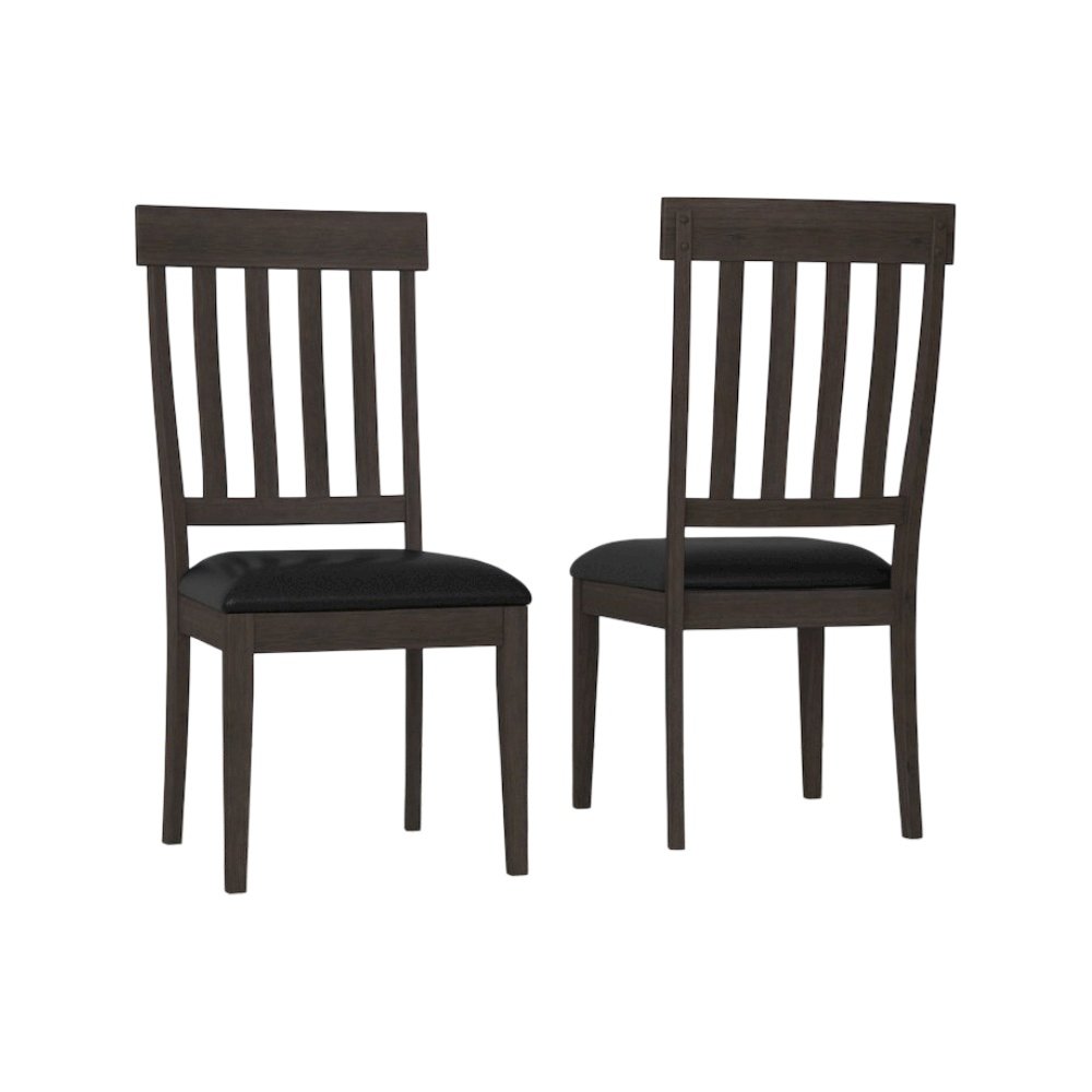 Mariposa Slatback Side Chair, with Upholstered Seat (2 pack), Warm Gray