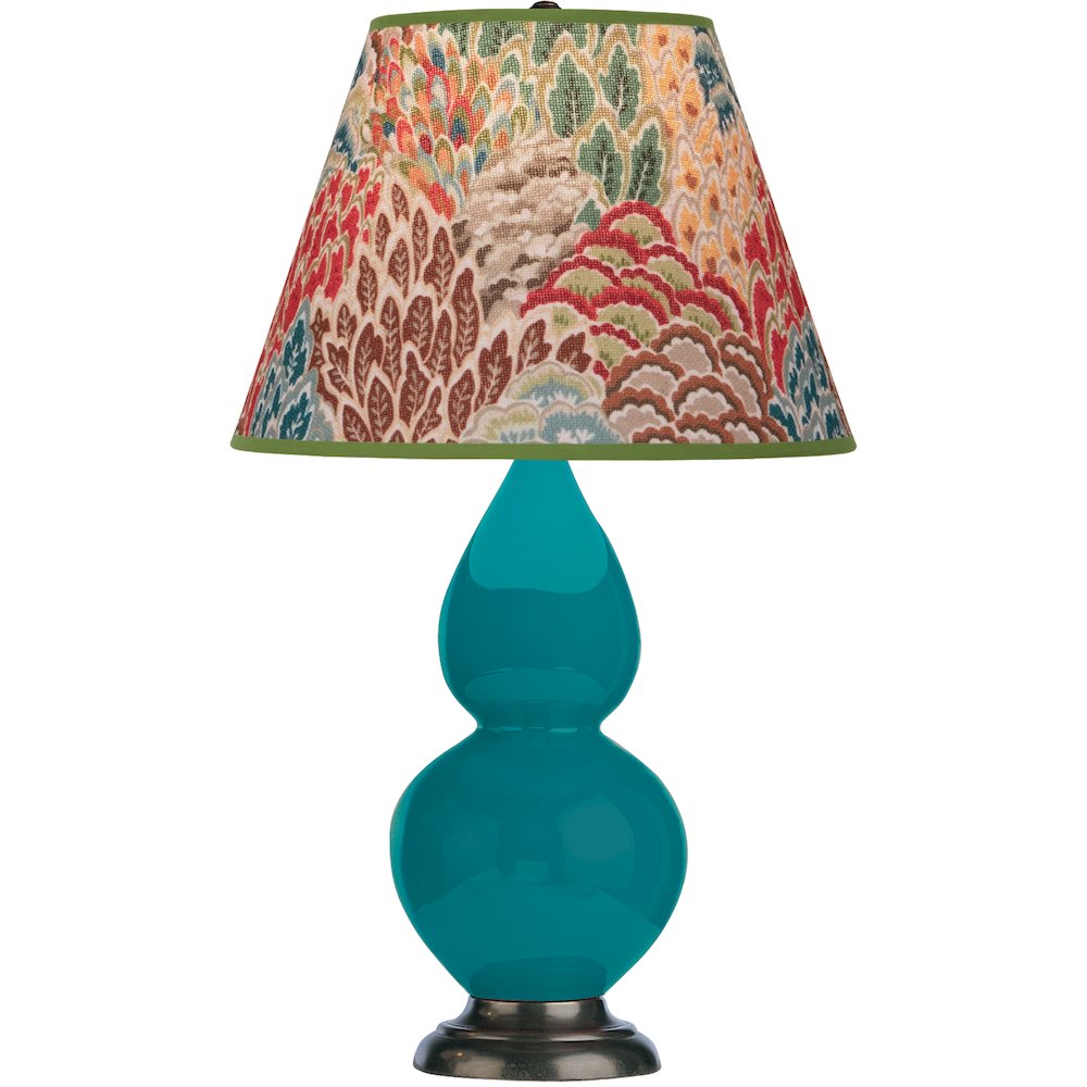 Peacock Small Double Gourd Accent Lamp in Peacock Glazed Ceramic Color
