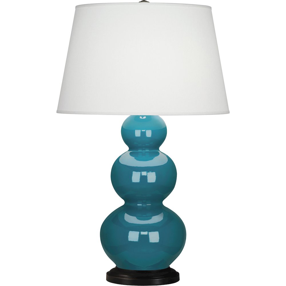 Peacock Triple Gourd Table Lamp in Peacock Glazed Ceramic Color