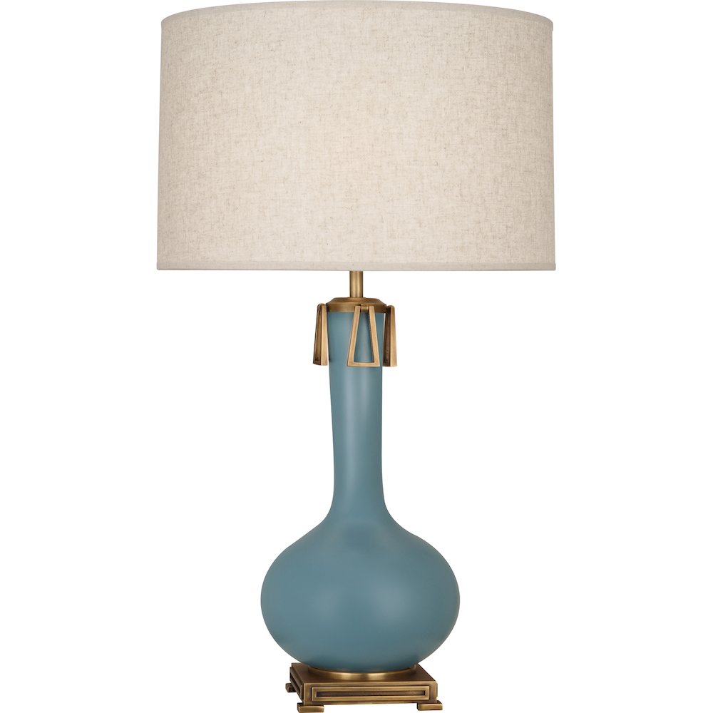 Matte Steel Blue Athena Table Lamp in Matte Steel Blue Glazed Ceramic Color