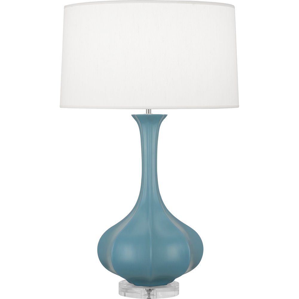 Matte Steel Blue Pike Table Lamp in Matte Steel Blue Glazed Ceramic Color