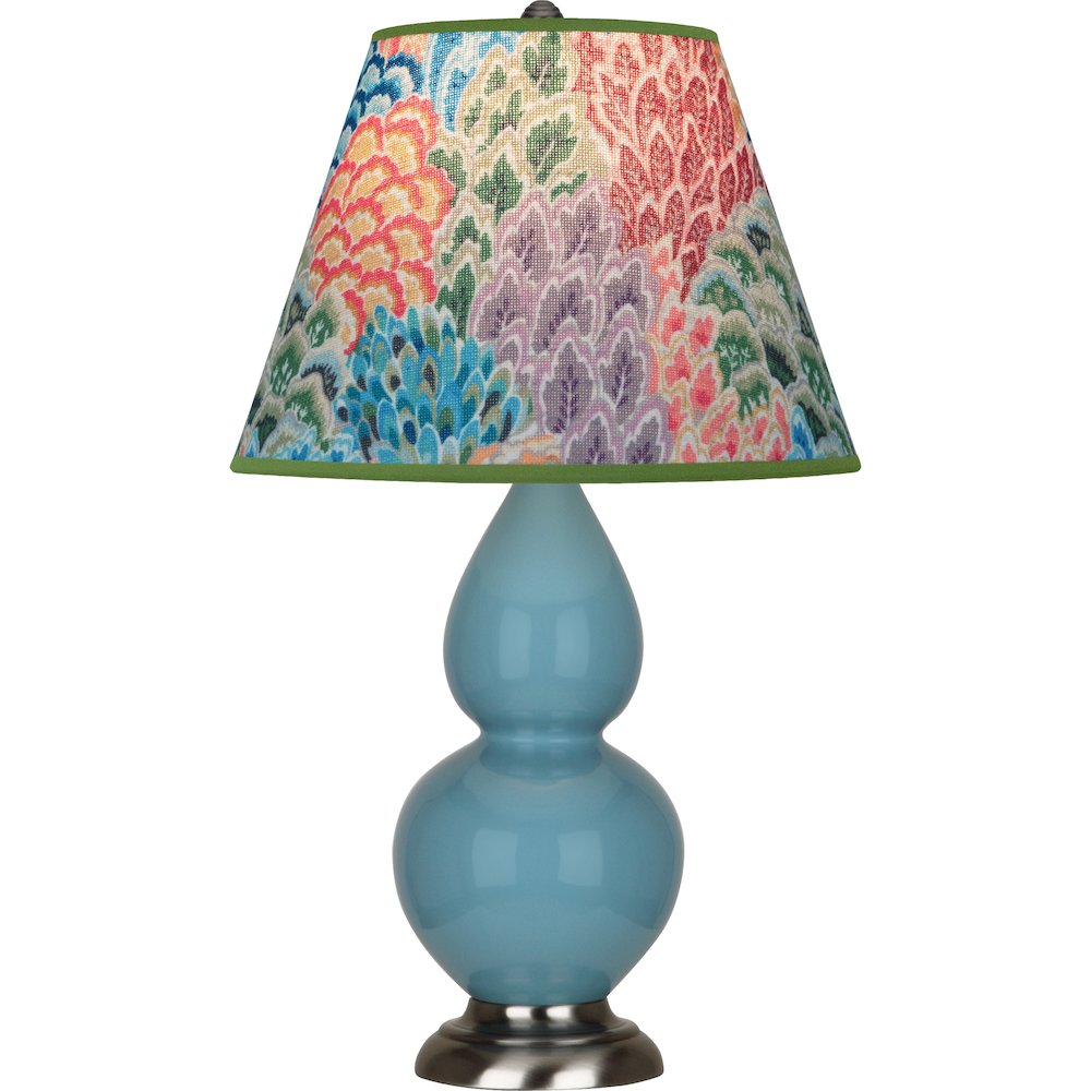 Steel Blue Small Double Gourd Accent Lamp in Steel Blue Glazed Ceramic Color