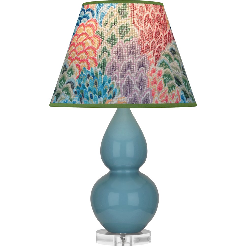 Steel Blue Small Double Gourd Accent Lamp in Steel Blue Glazed Ceramic Color