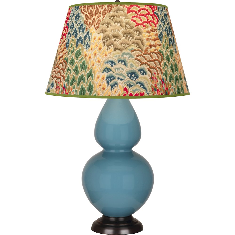 Steel Blue Double Gourd Table Lamp in Steel Blue Glazed Ceramic Color