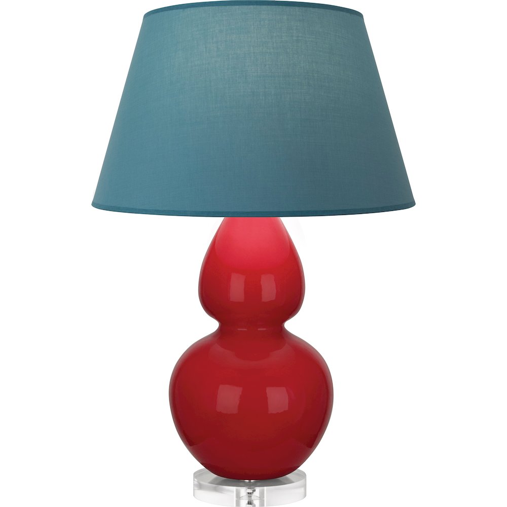 Ruby Red Double Gourd Table Lamp in Ruby Red Glazed Ceramic Color