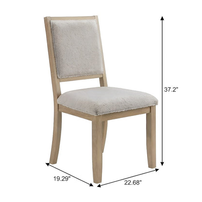 Boucle-Upholstered Mid-Century Modern Dining Chairs, Square Seat, Set of 2