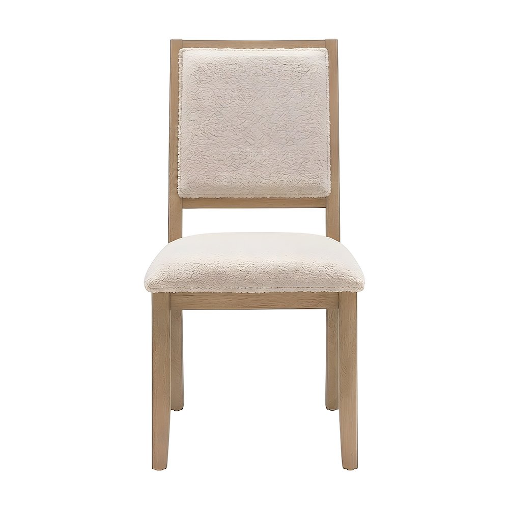 Boucle-Upholstered Mid-Century Modern Dining Chairs, Square Seat, Set of 2