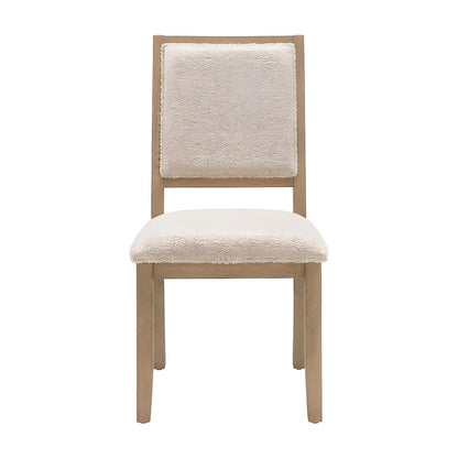 Boucle-Upholstered Mid-Century Modern Dining Chairs, Square Seat, Set of 2