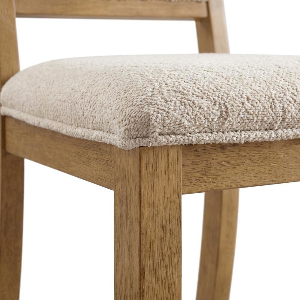 Boucle-Upholstered Mid-Century Modern Dining Chairs, Square Seat, Set of 2