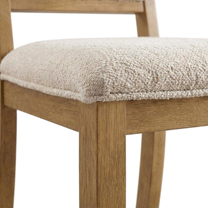 Boucle-Upholstered Mid-Century Modern Dining Chairs, Square Seat, Set of 2