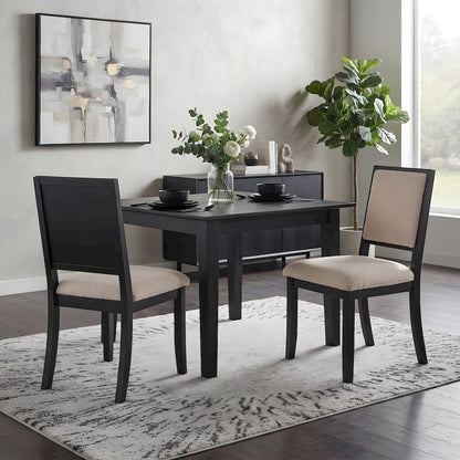Boucle-Upholstered Mid-Century Modern Dining Chairs, Rubberwood Frame, Set of 2