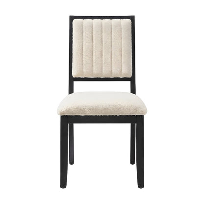 Boucle-Upholstered Mid-Century Modern Dining Chairs, Rubberwood Frame, Set of 2