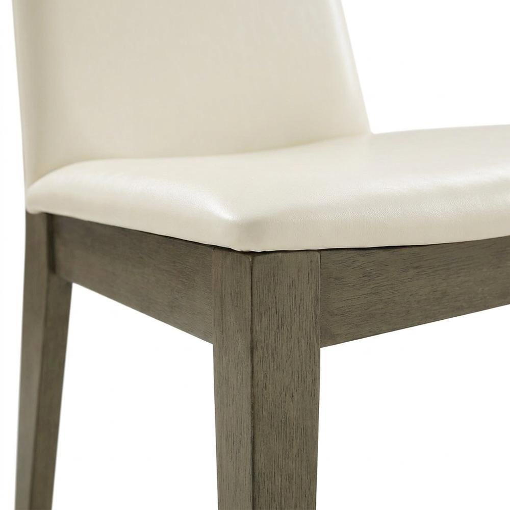 Rubberwood Vegan Leather Dining Chairs, Mid-Century Modern, Set of 2