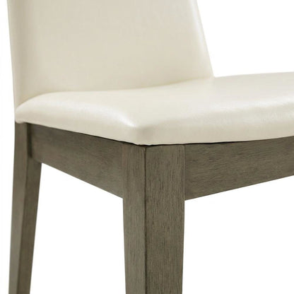 Rubberwood Vegan Leather Dining Chairs, Mid-Century Modern, Set of 2