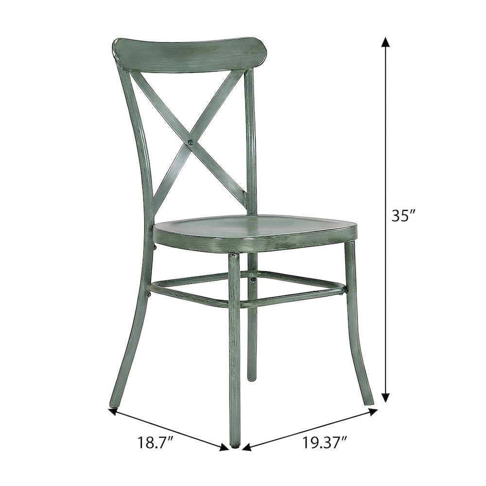 Metal Cross-Back Dining Chairs, Farmhouse Style, Set of 2