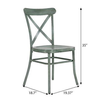 Metal Cross-Back Dining Chairs, Farmhouse Style, Set of 2