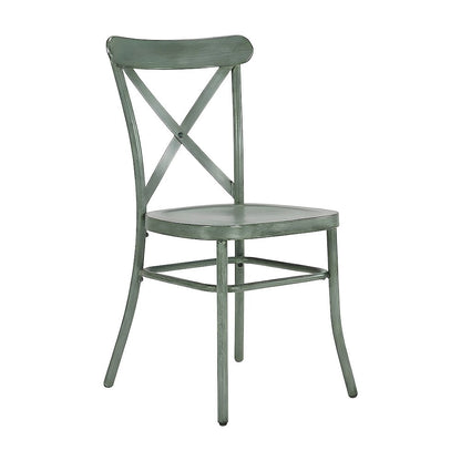 Metal Cross-Back Dining Chairs, Farmhouse Style, Set of 2