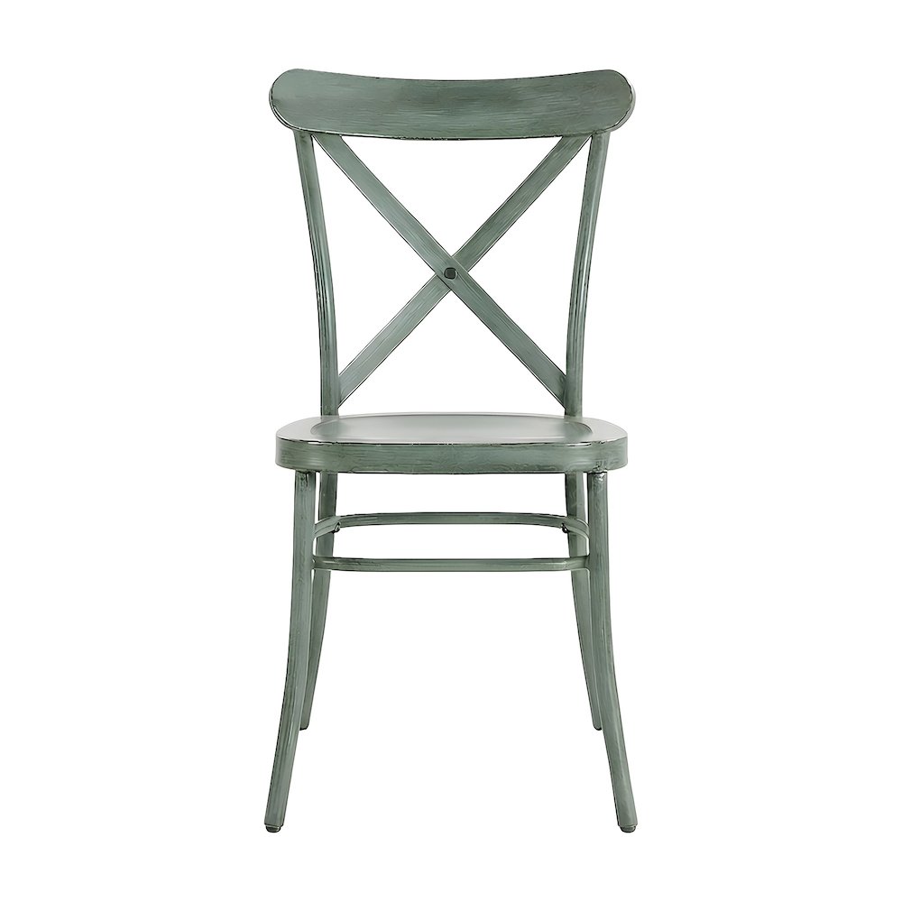 Metal Cross-Back Dining Chairs, Farmhouse Style, Set of 2