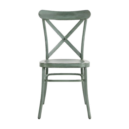 Metal Cross-Back Dining Chairs, Farmhouse Style, Set of 2