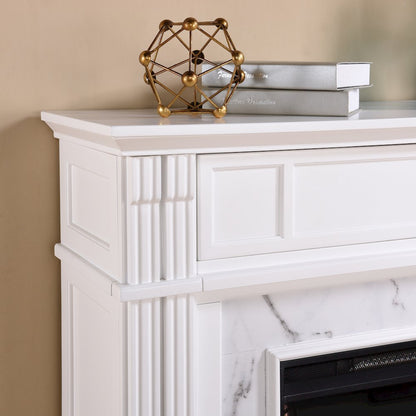 Highgate Faux Cararra Marble Touch Screen Electric Media Fireplace