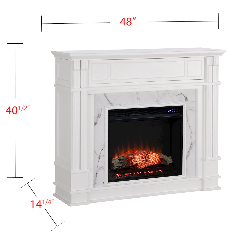 Highgate Faux Cararra Marble Touch Screen Electric Media Fireplace