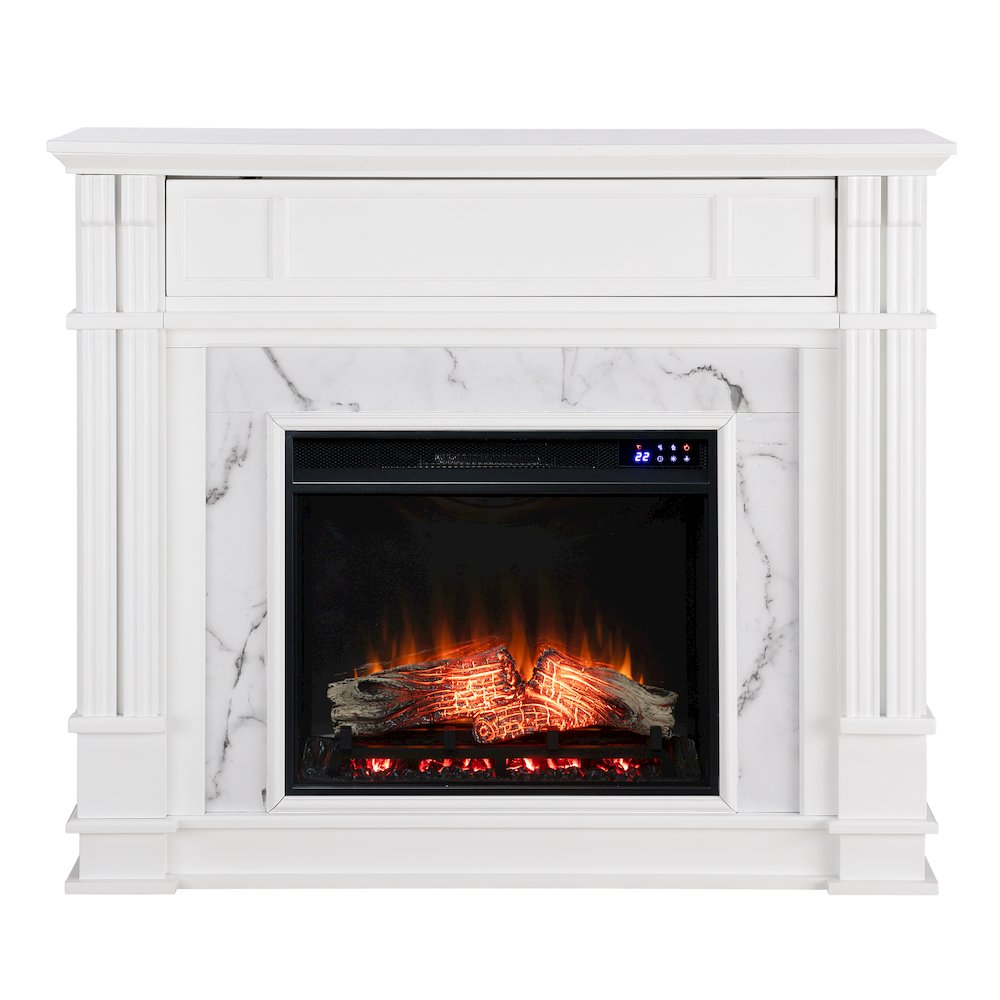 Highgate Faux Cararra Marble Touch Screen Electric Media Fireplace