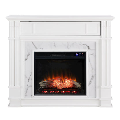 Highgate Faux Cararra Marble Touch Screen Electric Media Fireplace