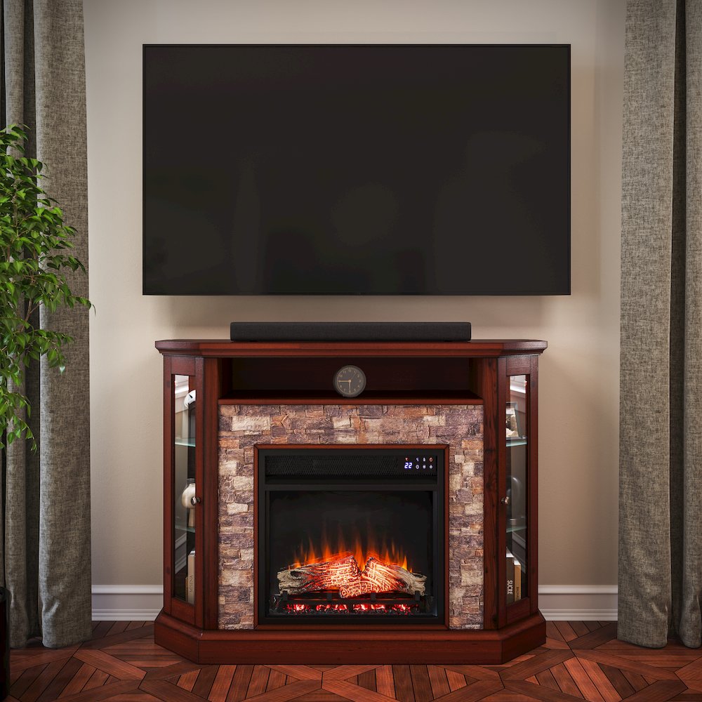 Redden Corner-Convertible Electric Fireplace with Touch Screen